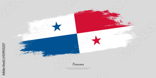 Happy Independence Day of Panama. National flag on artistic stain brush stroke background.