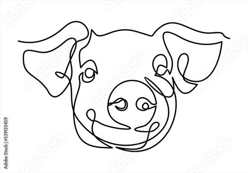 Pig. Continuous drawing with one line.