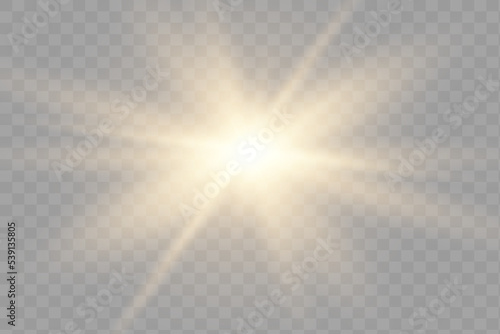 Yellow glowing light explodes on a transparent background. Sparkling magical dust particles. Bright Star.