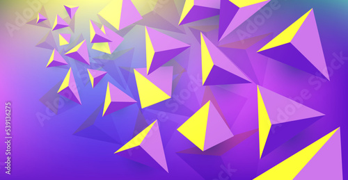 3D geometric background from flying triangles. Futuristic computer technology design.