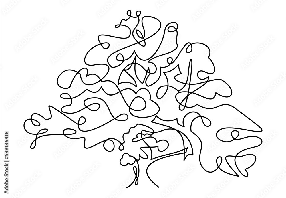 Fototapeta premium Tree logo continuous one line drawing of nature tree 
