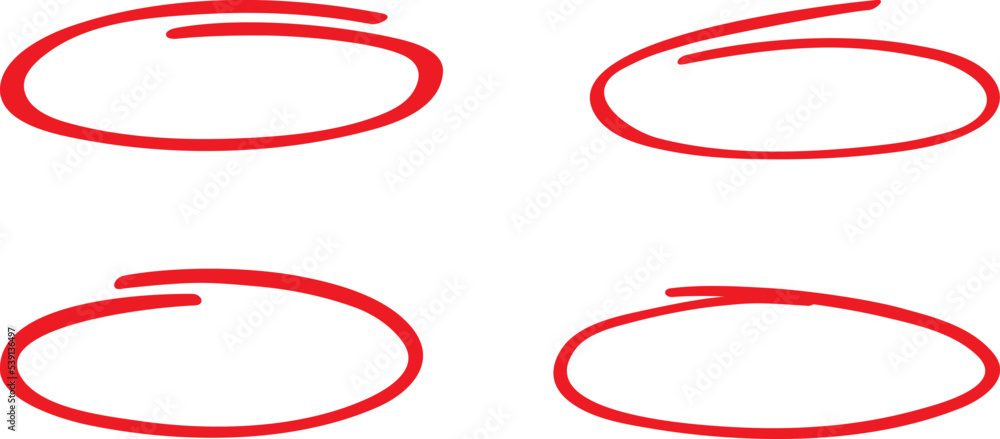 Red circle, pen draw set. Highlight hand drawing different circles isolated  on background. Handwritten red circle. For marking text, numbers, marker  pen, pencil and text check, vector illustration Stock-Vektorgrafik | Adobe  Stock