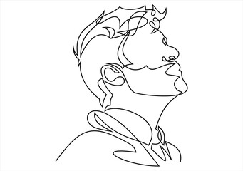 Fototapete Eine Linie Mann Porträt Frisur stilvolle Linienkunst  © nikvector