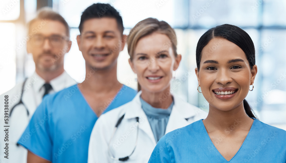 Diversity team, medical and doctors smile, ready for surgery and in hospital together. Healthcare, nurses pose and happy group being professional, working and prepare for surgery and in clinic. Diversity team, medical and doctors smile, ready for surgery and in hospital together. Healthcare, nurses pose and happy group being professional, working and prepare for surgery and in clinic.