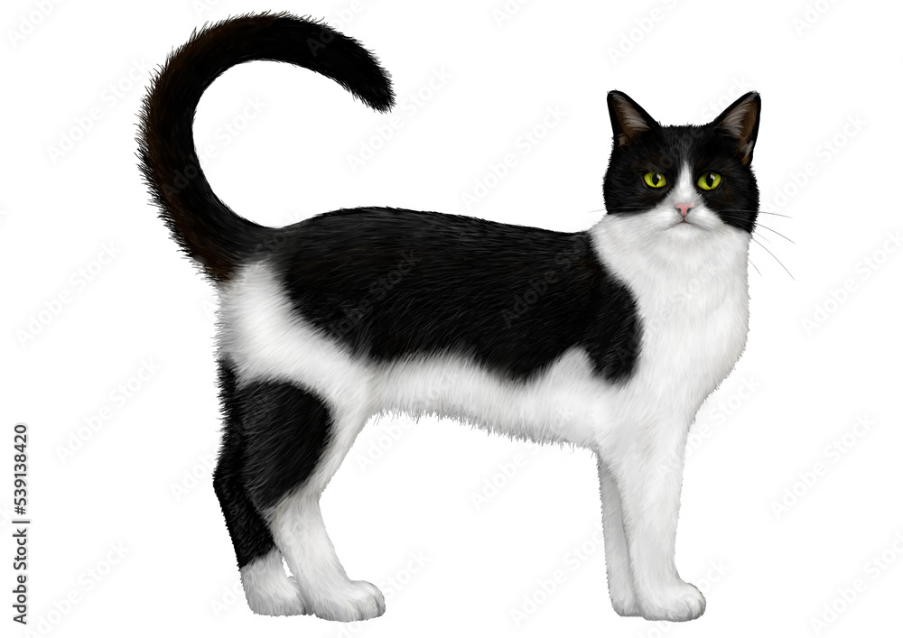 白黒模様の猫のイラスト