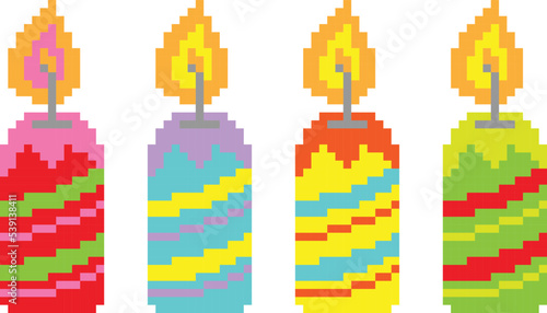 Candle Pixel Art isolated on white Background. Vector illustration. Pixel art. © Beaut