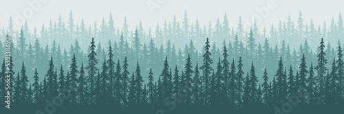 Forest coniferous trees horizontal seamless landscape © kaidash