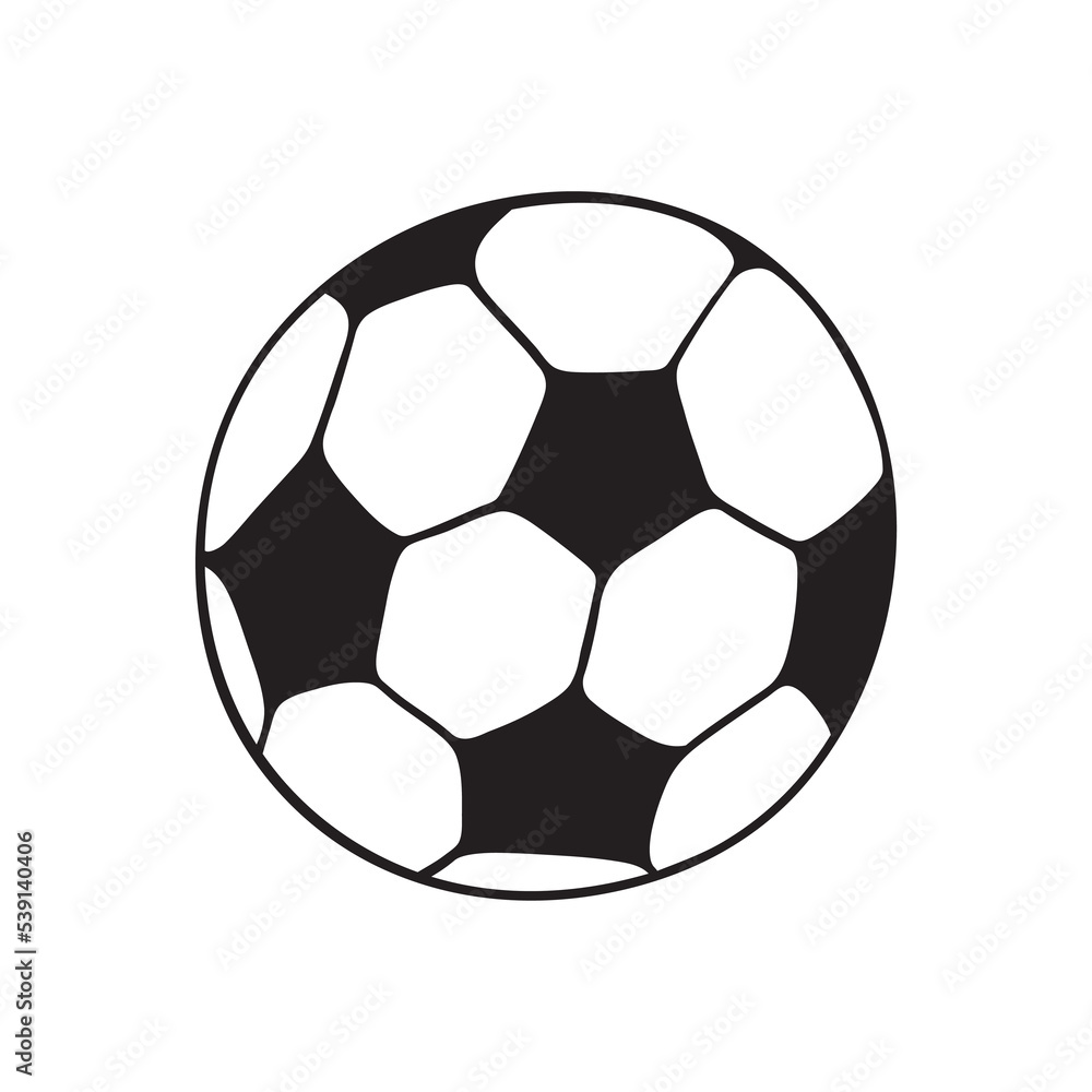 Naklejka premium Isolated vector illustration of soccer ball. Cute thin line icon for design, cover etc.