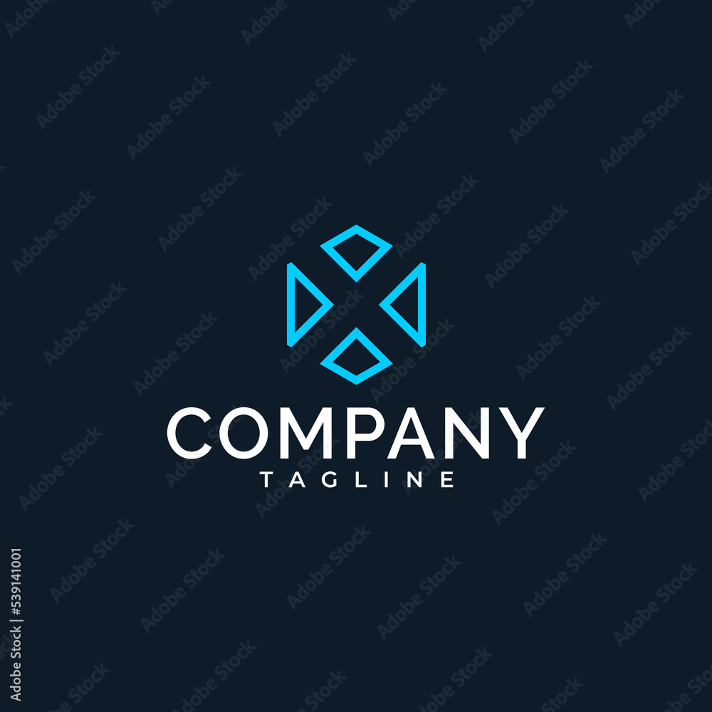 Logo design negative space letter X formed from a hexagon object. Logo design negative space letter X formed from a hexagon object.