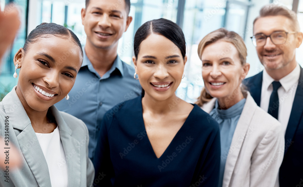 Selfie, office and diversity, business people or team standing in corporate workplace together. Portrait, trust and friends, colleagues or group take picture for happy memory after boardroom meeting. Selfie, office and diversity, business people or team standing in corporate workplace together. Portrait, trust and friends, colleagues or group take picture for happy memory after boardroom meeting.