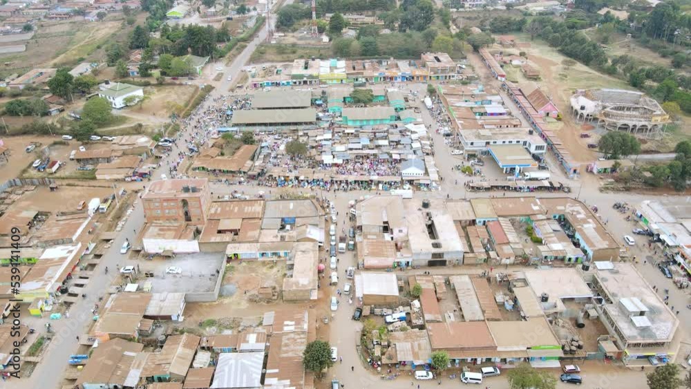 Cityscape-drone view drone flying in the small village of Loitokitok small town in Kenya Africa. Drought in Kenya in rural Africa- Climate change- Poverty Cityscape-drone view drone flying in the small village of Loitokitok small town in Kenya Africa. Drought in Kenya in rural Africa- Climate change- Poverty