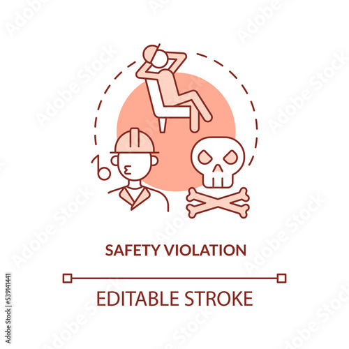 Safety violation orange concept icon. Negligence in workplace. Nuclear accident cause abstract idea thin line illustration. Isolated outline drawing. Editable stroke. Arial, Myriad Pro-Bold fonts used