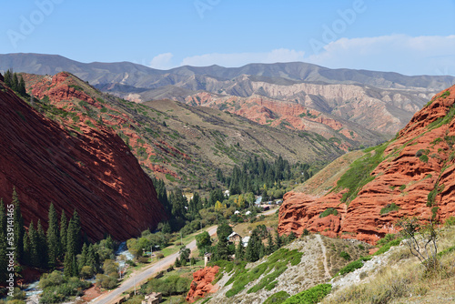 Rock formation Seven bulls and a broken heart in Kyrgyzstan