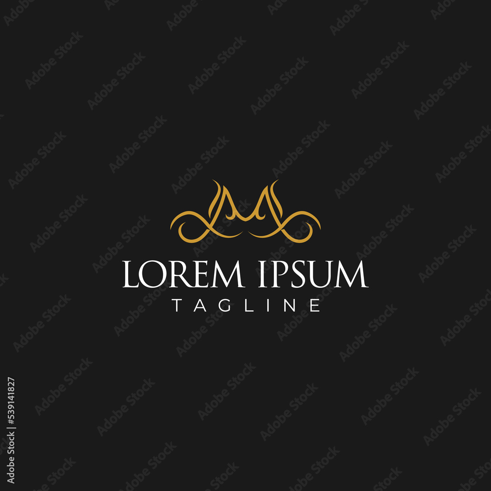 Yellow curved lines abstract decorative logo design on black background. Yellow curved lines abstract decorative logo design on black background.