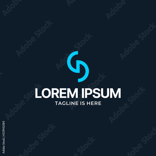Blue letter GD monogram logo design.