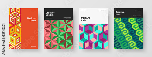 Abstract presentation vector design template collection. Colorful geometric pattern cover illustration set.