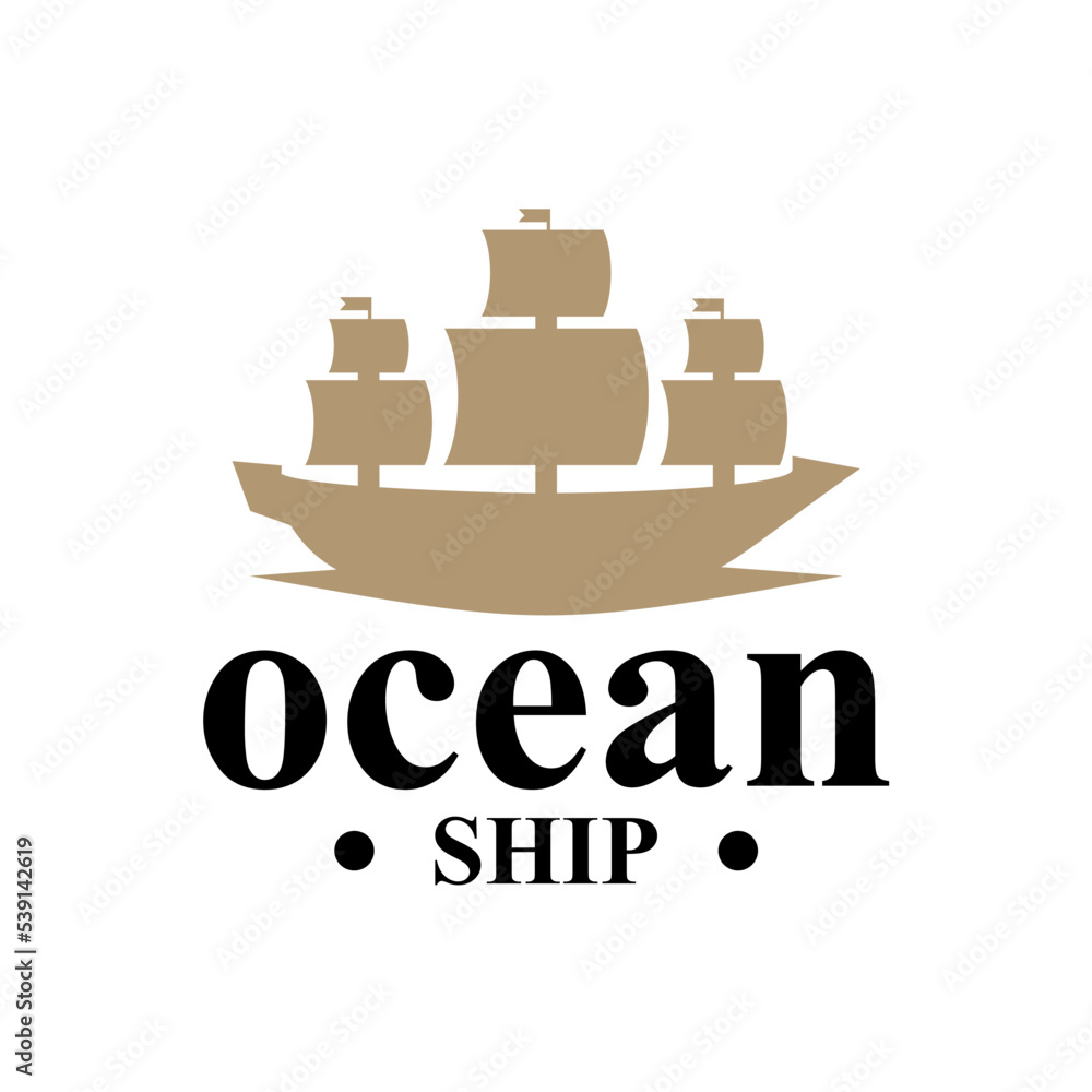 Vintage ship logo. Silhouette of Ship vector design. Traditional Sailboat