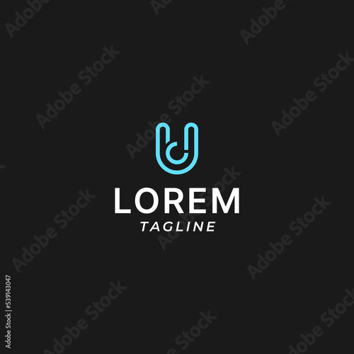 Monogram logo design with a combination of UC letters and 2 fingers.
