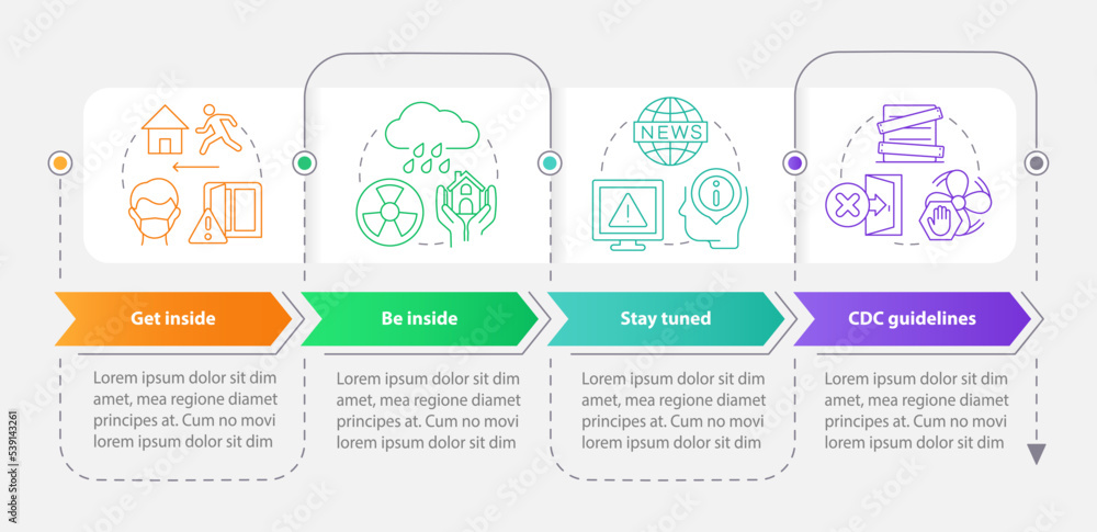 Survive during nuclear disease rectangle infographic template. Data visualization with 4 steps. Editable timeline info chart. Workflow layout with line icons. Myriad Pro-Bold, Regular fonts used Survive during nuclear disease rectangle infographic template. Data visualization with 4 steps. Editable timeline info chart. Workflow layout with line icons. Myriad Pro-Bold, Regular fonts used