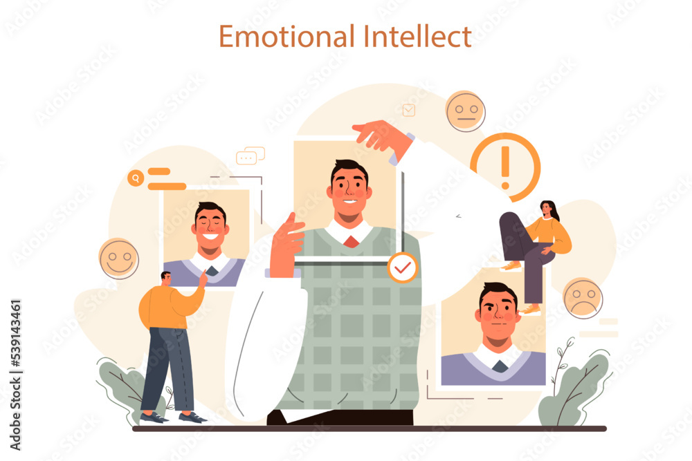 Soft skills concept. Business people or employee with emotional intelligence Soft skills concept. Business people or employee with emotional intelligence