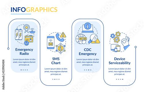 Ways to stay tuned rectangle infographic template. Nuclear disaster. Data visualization with 5 steps. Editable timeline info chart. Workflow layout with line icons. Lato-Bold, Regular fonts used