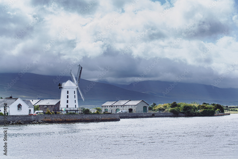 scenic view of Blennerville windmill on The Dingle peninsula in County Kerry, Ireland. High quality photo