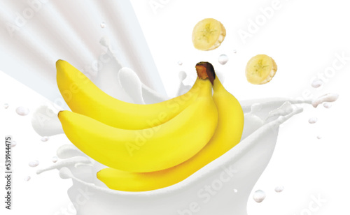 Bananas In Milk Splashes