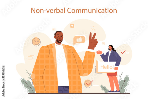 Soft skills concept. Business people or employee with good non-verbal