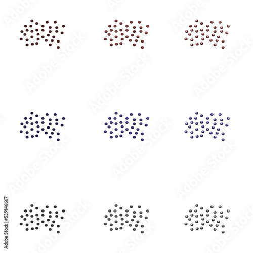 A vector drawn poppy seeds illustration with various colors and amount of details	
