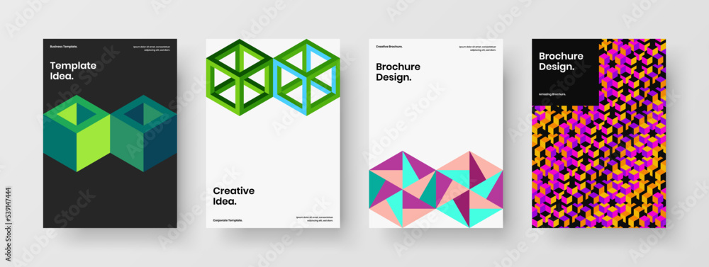 Fresh mosaic pattern company cover layout collection. Modern leaflet vector design concept set.