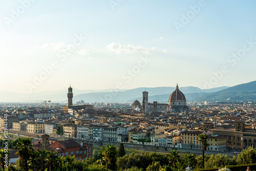 Florence rooftops and cathedral di Santa Maria del Fiore or Duomo  Tuscany region of Italy