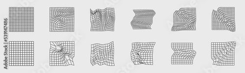 Retro futuristic elements for design. Collection of abstract graphic geometric symbols. Abstract bauhaus and boho cosmic style.