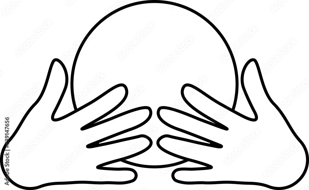 Hands holding a magic ball. Vector logo. Hands holding a magic ball. Vector logo.