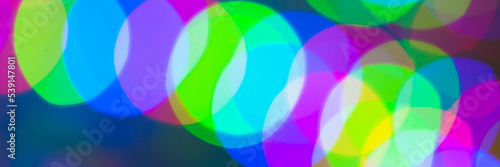 Abstract blurred panoramic background photo, colorful lights