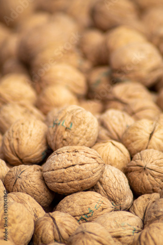 Fondo de nueces con diferentes enfoques.