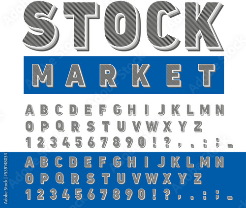 Modern contemporary font with 3d effect for titles, presentations, decorations, drop caps. Vector alphabet set.