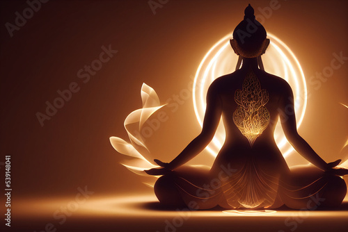 Leinwand Poster yogini or goddess meditating 3d illustraion