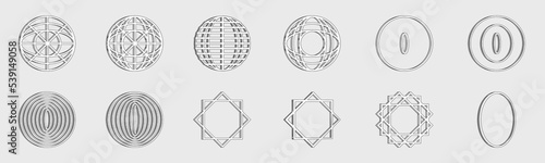 Vector set of Y2K. Large set of retro objects for design. Simple shapes forms.