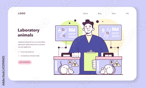 Animal testing web banner or landing page. Genetic engineering