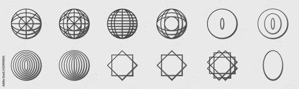 Collection of Y2K elements. Trendy geometric design elements. ornaments for decoration. Collection of Y2K elements. Trendy geometric design elements. ornaments for decoration.