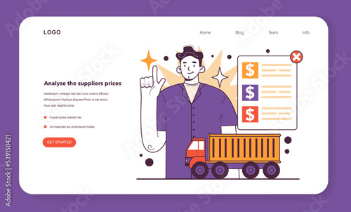 Analyse the suppliers prices web banner or landing page. Optimization