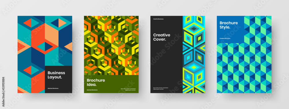 Minimalistic geometric tiles booklet illustration set. Premium magazine cover vector design concept collection.