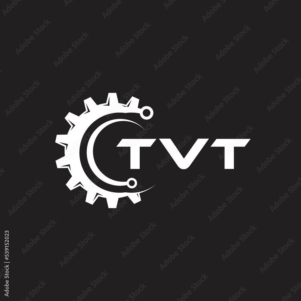 TVT letter technology logo design on black background. TVT creative initials letter IT logo concept. TVT setting shape design.
