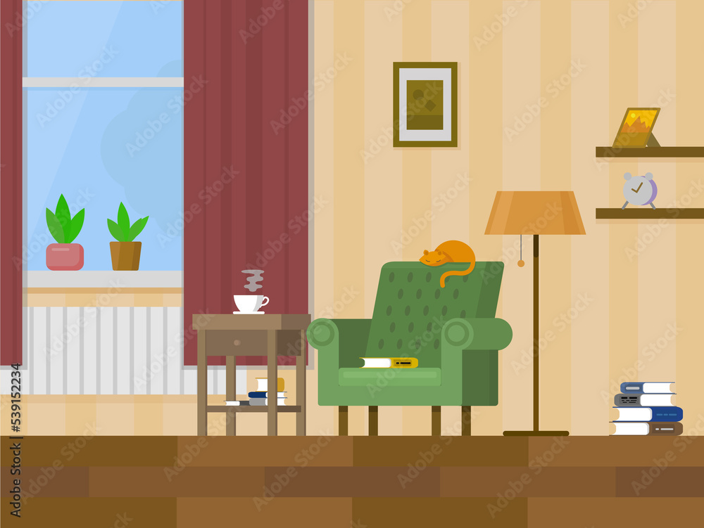 Fototapeta premium room with an armchair - color drawing