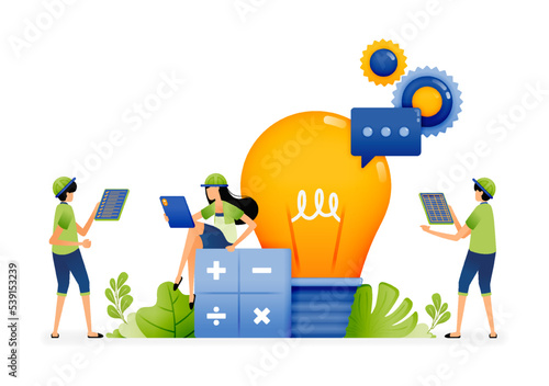Illustration of ​​efficiency ideas in development of corporate financial accounting and bookkeeping systems. Designed for website, landing page, flyer, banner, apps, brochure, startup media company