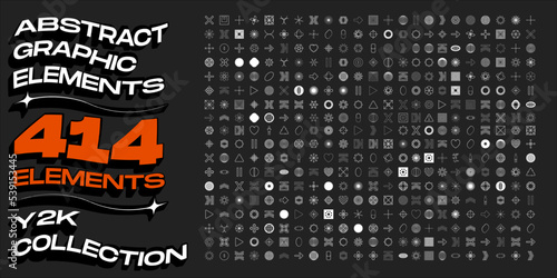 Vector set of Y2K. Trendy geometric design elements. Frames inspired brutalism.