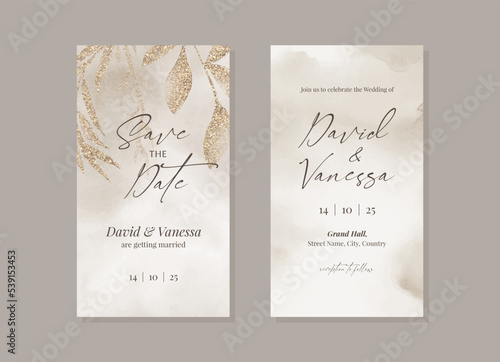 Biege floral social media story wedding template