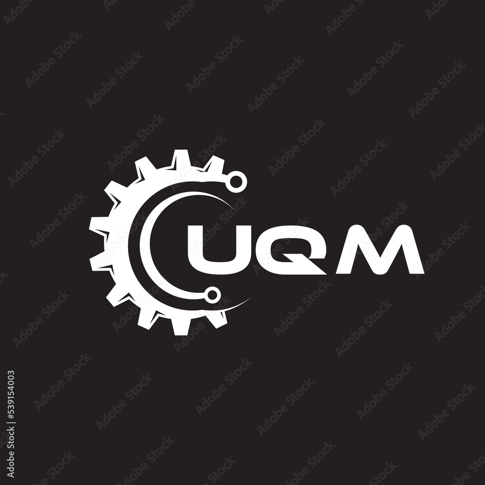 UQM letter technology logo design on black background. UQM creative initials letter IT logo concept. UQM setting shape design.

