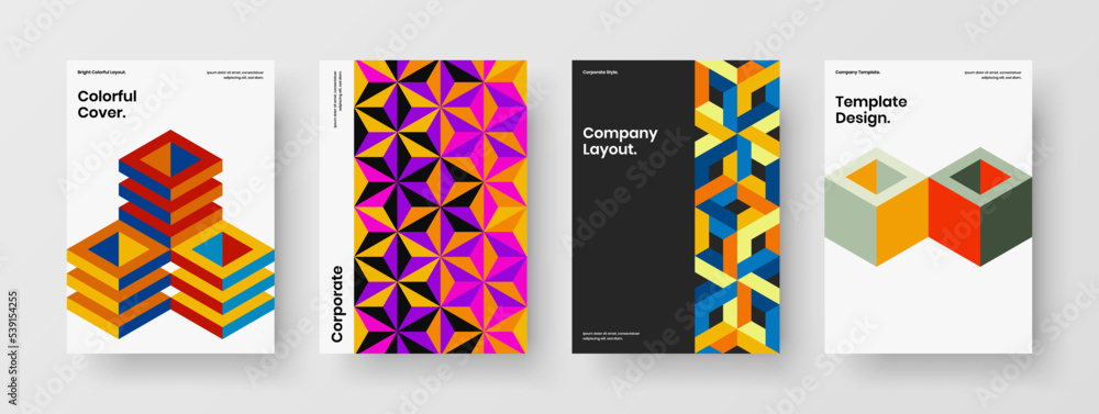 Trendy front page vector design layout collection. Modern geometric tiles poster concept composition.