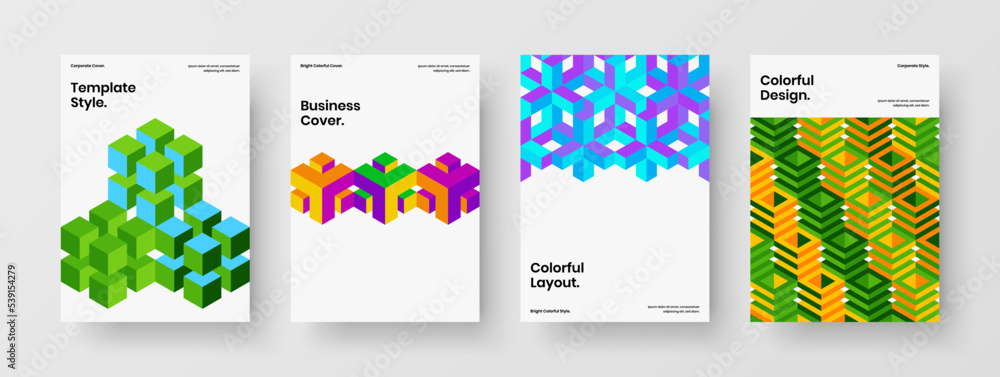 Modern mosaic pattern company identity template collection. Amazing banner A4 design vector illustration composition.